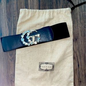 Gucci GG high waist crystals belt